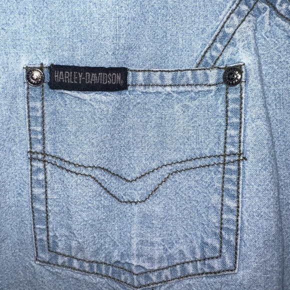 Harley-Davidson Denim Vest | Y2K Vintage | Size M - Picture 7 of 9
